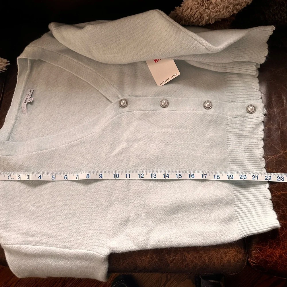 Celebrity Pink Soft Blue pearl Button-Up Cardigan - Picture 11 of 14